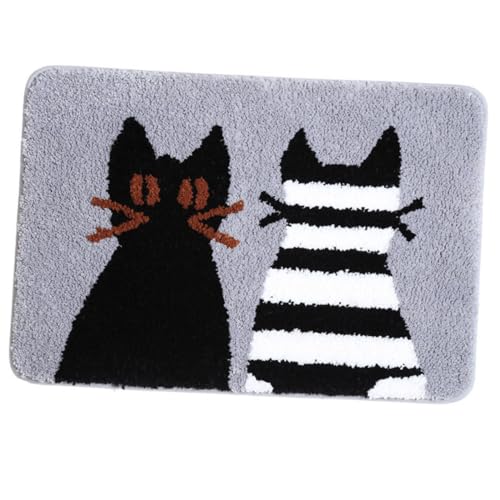 HOLIDYOYO Katze Muster Badematte rutschfest Mikrofaser Saugfähig Badezimmerteppich Bodenmatte Rutsch für Bad Flur Küche Grauer Cartoon Fußvorleger HOLIDYOYO Katze Muster Badematte rutschfest Mikrofaser Saugfähig Badezimmerteppich Bodenmatte Rutsch für Bad Flur Küche Grauer Cartoon Fußvorleger von HOLIDYOYO