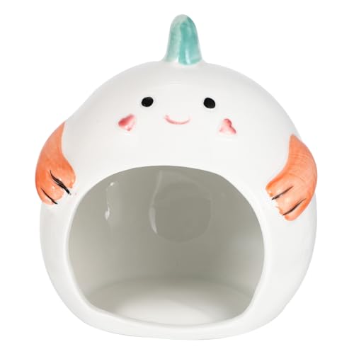 HOLIDYOYO Keramik Hamsterhaus Kleintier Versteck Cartoon Nest Kleintierbett Kühlnest Haustier Schlafplatz Für Hamster Meerschweinchen Mehrkammernhaus von HOLIDYOYO