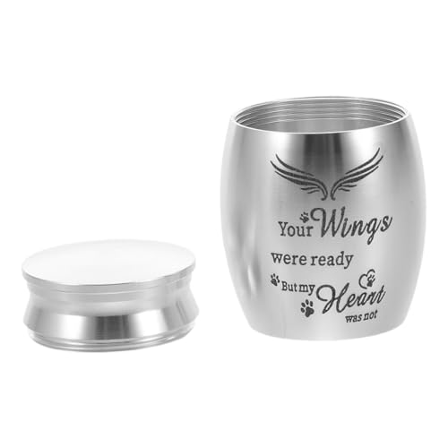 HOLIDYOYO Kleine Edelstahl Haustierurne mit Öffnungsfähigem Deckel und Schutzflügel-Motiv Kleine Aschebox für Katzen Kleintierbestattung Langlebige Mini Urne für Tierasche HOLIDYOYO Kleine Edelstahl Haustierurne mit Öffnungsfähigem Deckel und Schutzflügel-Motiv Kleine Aschebox für Katzen Kleintierbestattung Langlebige Mini Urne für Tierasche von HOLIDYOYO