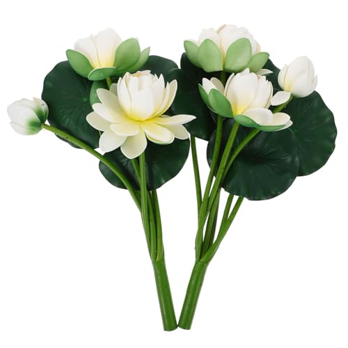 HOLIDYOYO Künstliche Lotusblumen 2 Stück Echte Seerosen Gefälschte Realistische Blumenstiele Lotuszweige Simulation Tischblume Für Zuhause Hochzeit Teich Weiß von HOLIDYOYO