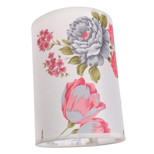 HOLIDYOYO Lampenschirm aus Stoff mit Blumenmuster Einzigartiger Trommel Lampenschirm für Tischlampen Installieren Robustes Metallgestell für Wohnzimmer Schlafzimmer Gästezimmer von HOLIDYOYO