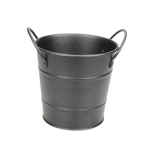 HOLIDYOYO Mini Eimer Für Lebensmittel Tragbarer Eis-container Für Partys Und Veranstaltungen Für Pommes Frites Und Getränke Stilvoller Schwarzer Metall-eiskübel Mit Zwei Griffen von HOLIDYOYO