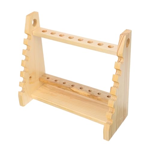 HOLIDYOYO Multifunktionaler Labor Röhrenhalter aus Holz Trapezförmiger Reagenzglasständer mit Mehreren Löchern Wiederverwendbar Verschiebbar Geeignet für Pipetten und Thermometer von HOLIDYOYO