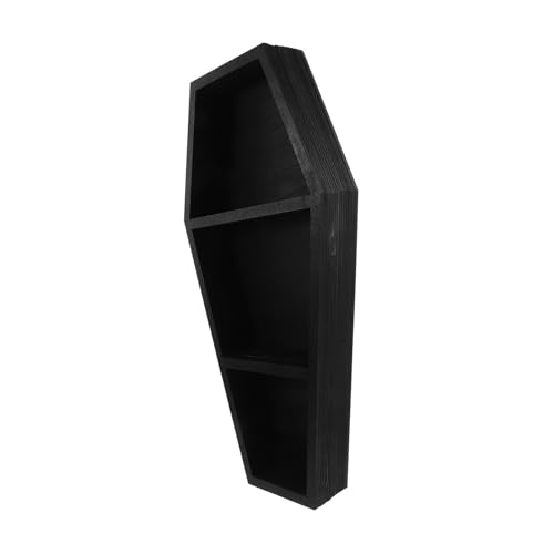HOLIDYOYO Dekoratives Holzregal Wandhalterung Sargregal Lagerregal Schwarz von HOLIDYOYO
