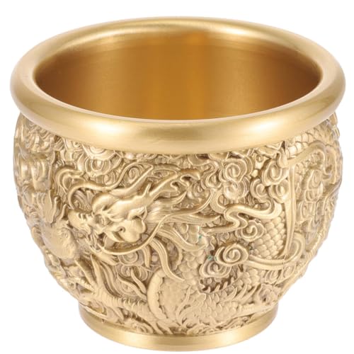 HOLIDYOYO Schatzbecken Feng-Shui-Dekor Messing-Schatzschale Reichtum Reichtum Figur Geldschale Glück Tischdekoration Vase Für Heimbüro-Dekorationen von HOLIDYOYO