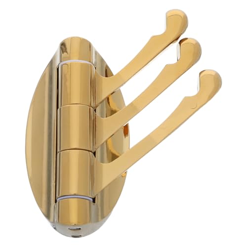 HOLIDYOYO Schwerer Drehbarer Metall haken mit Drei Klappbaren Armen Stabiler Wandmontage Edelstahl schrauben für Bad Küche Garage Multifunktionaler Handtuch Kleiderhalter Goldfarben von HOLIDYOYO