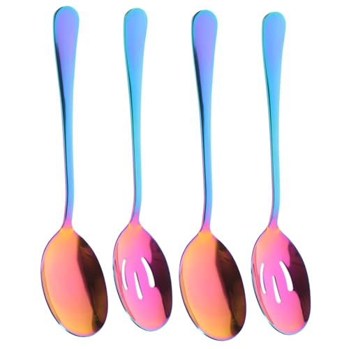 HOLIDYOYO Obst-servierlöffel 4-teilig Für Den Täglichen Gebrauch Schlitzutensilien Wiederverwendbares Servierlöffel-set Aus Edelstahl von HOLIDYOYO