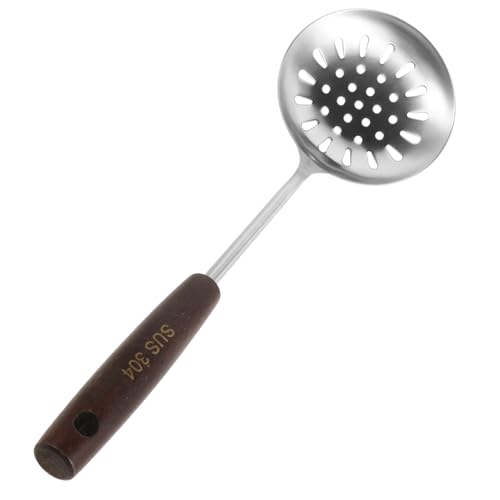 HOLIDYOYO Sieb Mit Holzgriff Servierlöffel Für Den Täglichen Gebrauch Aus Rostfreiem Stahl Geschlitzte Löffel Schaumlöffel Wiederverwendbare Servierutensilien Rostfreier Stahl Silver von HOLIDYOYO