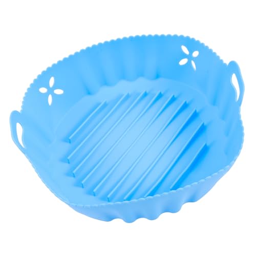HOLIDYOYO Silikon-Backmatte Backen wiederverwendbar Zubehör für Heißluftfritteusen Ersatz runden Austausch des Heißluftfritteuse-Tabletts Silikon -Liner Antihaft-Silikontopf Kieselgel Blau von HOLIDYOYO