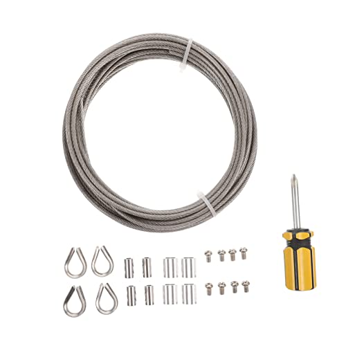 HOLIDYOYO Stahlseil Set mit Kauschen Seilklemmen und Crimphülsen Rostfrei Korrosionsbeständig Inklusive Schrauben und Schraubenzieher Robustes Drahtseil für Gartenzaun Deckgeländer und von HOLIDYOYO