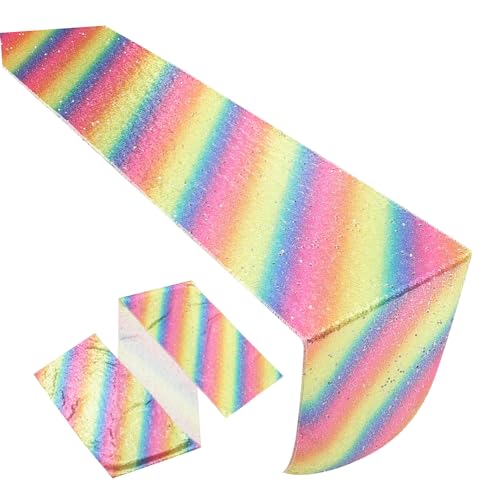 HOLIDYOYO Tischläufer mit Pailletten Geburtstagsfeier Tischdecke Pailletten -Tabloth Tischläufer für Partys Pailletten Tischdecke Dekorative Tischdecke Hochzeitstücher Polyester Bunt von HOLIDYOYO