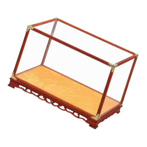 HOLIDYOYO Transparente Displaybox Für Zeigen Figurenausstellung Klassiker Inhaber Stand Ausstellungsschrank Fall Klein Mini-vitrine Sammlung Vitrine Figurenkoffer Figur Vitrine Holz von HOLIDYOYO