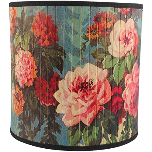 HOLIDYOYO Trommel-Lampenschirm Vintage-Bambus-Lampenschirm Faltbarer Lampenschirm Mit Blumenmuster Boho-Heimdekoration Kronleuchter-Lichtabdeckung Zubehör Für Tisch-Stehlampen-Bar von HOLIDYOYO