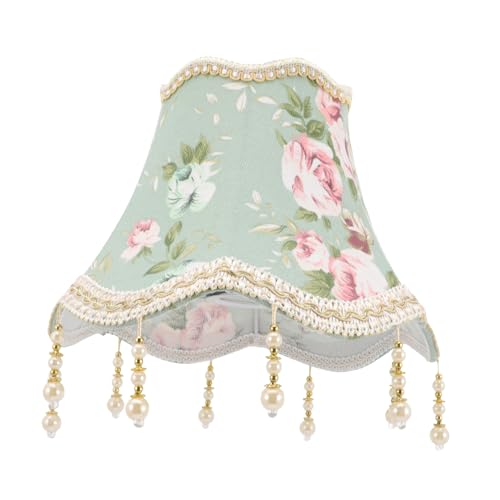 HOLIDYOYO Vintage Macrame Lampenschirm mit Perlen Tischlampen lichtschirme aus Langlebigem Hochwertigem Material Einfache Montage Warmes Licht Dekorativ für Zuhause Ø Hellgrün von HOLIDYOYO