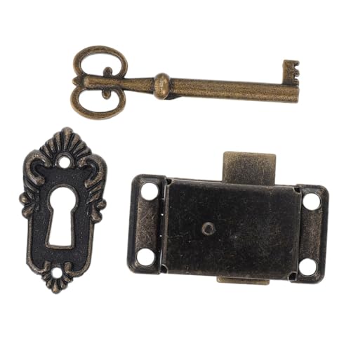 HOLIDYOYO Vintage Möbel schloss aus Robustem Metall Dekoratives Antikes Schrankschloss mit Schlüssel Stilvoller Schutz für Klassische und Schmuckkästen Patiniert von HOLIDYOYO