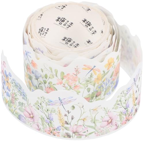 HOLIDYOYO Washi Tape -Frühlings-Washi-Tape Breit Dekoratives Abdeckband Wellenkante Blumen-Bastelband Planerzubehör Selbstklebendes Geschenkband Diy-Papierband B von HOLIDYOYO