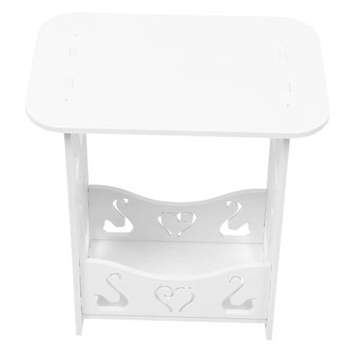 HOLIDYOYO Beistelltisch Für Schlafzimmer Und Wohnzimmer Eleganter Nachttisch Mit Ablage Für Kleine Räume Weißer Sofatisch Für Lampen Und Deko von HOLIDYOYO