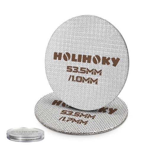 HOLIHOKY 2 Stück Puck Screen 54mm, 1.0mm/1.7mm Dicke, Espresso Sieb mit Acryl Aufbewahrungsbox, Wiederverwendbar Siebträger Sieb für Sage Siebträger 54mm, Edelstahl 316 150μm von HOLIHOKY