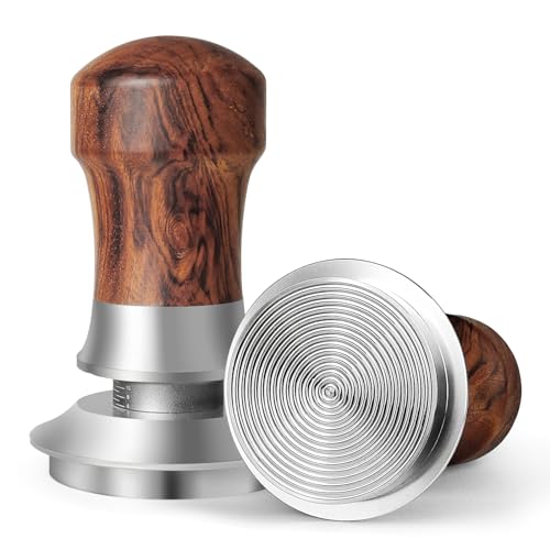 HOLIHOKY Coffee Tamper 54mm, Federbelastet Kaffee Tamper mit Edelstahl 304 Gewindeboden, Espresso Tamper für Sage, Walnuss Griff von HOLIHOKY