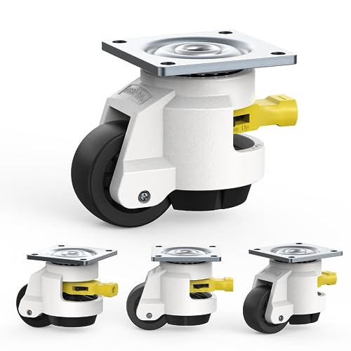 4 Stück Schwerlast rollen mit Ratschengriff-Design für Werkbank 50 mm Lenkrollen TD60 Industrierollen Möbelrollen Tragfähigkeit 1000 kg von HOLKIE