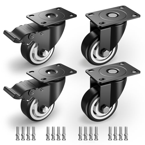 75mm Lenkrollen mit Sicherheitsbremse 4er Set Schwerlastrollen (2 mit Bremsen und 2 ohne) Möbelrollen mit 450kg Gesamtkapazität von HOLKIE