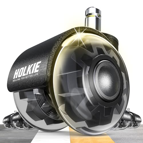 HOLKIE Bürostuhl Rollen 10mm geeignet für 1KEA 5er Set Schwarz Gummi Rollen für Bürostühle Schreibtischstuh mit Doppelrädern Stuhlrollen für Parkett Geeignet Harte Böden Leises & Sanftes Gleiten von HOLKIE