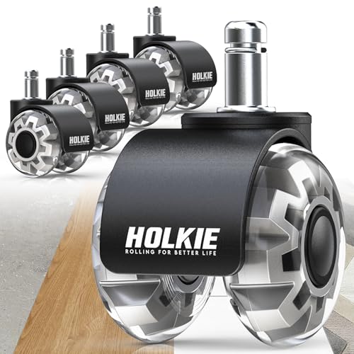 HOLKIE Bürostuhl Rollen 11mm 5er Set Grau Gummi Rollen für Bürostühle Schreibtischstuh mit Doppelrädern Stuhlrollen für Parkett Geeignet Harte Böden Leises & Sanftes Gleiten von HOLKIE