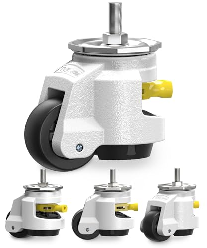 HOLKIE Schwerlastrollen Lenkrollen mit Ratschengriff-Design für Werkbank, M12 und 1/2" Schraube Größe versenkbare Möbelrollen, 4er Set Industrierollen Schwerlast Rollen, Gesamtkapazität 1500KG von HOLKIE
