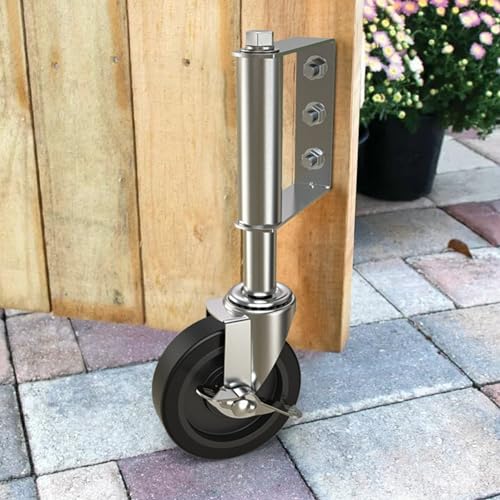 HOLKIE Torrolle 100mm mit Federbelastung, Rad mit Robuster Federung, Perfekt für Holztore, Zäune und Gartentor, Schwerlast-Torräder, Drehbare Torrolle, Belastbarkeit 100 Kg Silber von HOLKIE