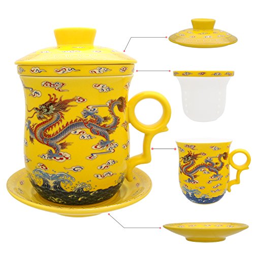 hollihi Porzellan Teetasse mit Deckel und Untertasse-Ei Sets – Chinesischer Jingdezhen Keramik Kaffee Tasse Teetasse Loose Leaf Tea Brewing System für Home Office hollihi Porzellan Teetasse mit Deckel und Untertasse-Ei Sets – Chinesischer Jingdezhen Keramik Kaffee Tasse Teetasse Loose Leaf Tea Brewing System für Home Office von HOLLIHI