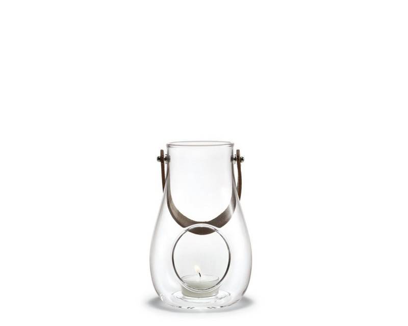HOLMEGAARD Windlicht DESIGN WITH LIGHT (DWL) aus klarem Glas mit Lederhenkel von HOLMEGAARD
