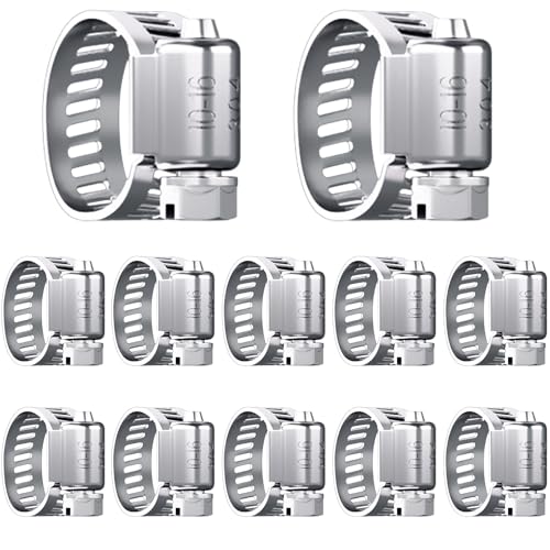 12 Stück Schlauchschellen Set, HOLMOL 10-16mm Schlauchschellen Edelstahl Schellen Sortiment, A2 Edelstahl Schlauchklemme, Einstellbare Schraubschellen für Pool, Garten, Wasser Rohr von HOLMOL