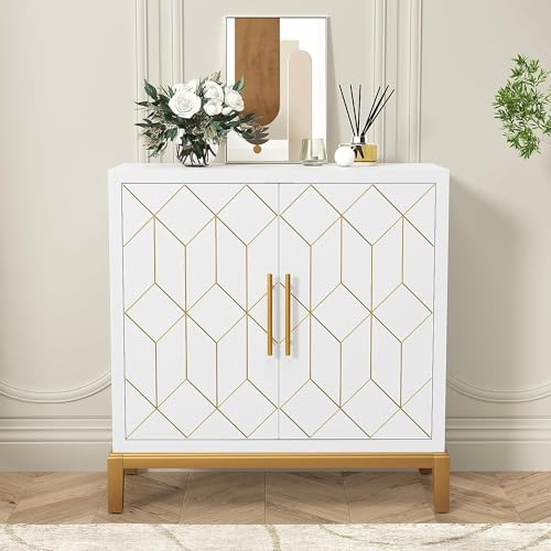 HOLTICO Kommode Sideboard Garderobenschrank Küchenschrank Weiß mit verstellbarem Regal,Schrank freistehend für Küche,Wohnzimmer von HOLTICO