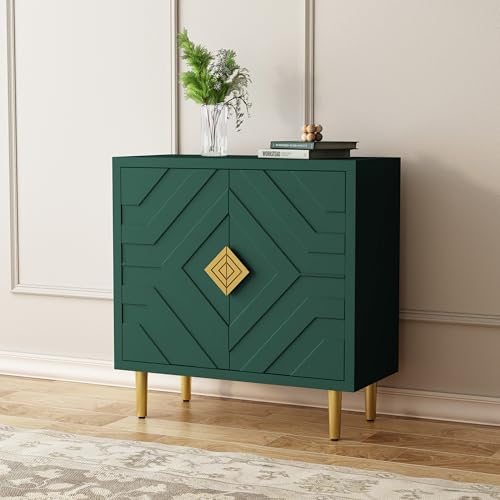 HOLTICO Kommode Sideboard mit 2 Türen, Küchenschrank, Aufbewahrungsschrank Schrank für Wohnzimmer, Küche, Schlafzimmer-Grün von HOLTICO
