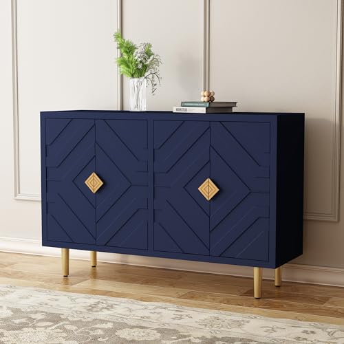HOLTICO Kommode Sideboard mit 4 Türen, Küchenschrank, Aufbewahrungsschrank Schrank für Wohnzimmer, Küche, Schlafzimmer-Blau von HOLTICO