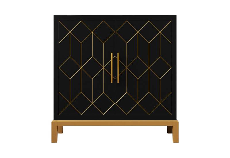 HOLTICO Sideboard Küchenschrank Badezimmerschrank mit verstellbarem Regal (1 St), Wohnzimmerschrank, goldene Linien und Beine von HOLTICO