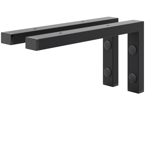 HOLZBRINK 2X Wandkonsole Schwarz für Waschtisch, Design und stabil Waschtischhalterung oder Winkel für Wandregal, Waschbecken Unterbau Wandmontage für waschtischplatte, 300x150 mm von HOLZBRINK