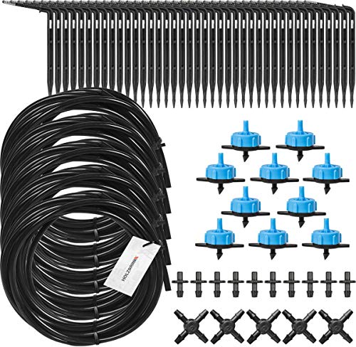 HOLZBRINK Bewässerungssystem Bewässerungsset 3: inkl. Kreuzstück, Blauer Tropfer 8l/h, 10 Sets, HTB-03-B-10 von HOLZBRINK
