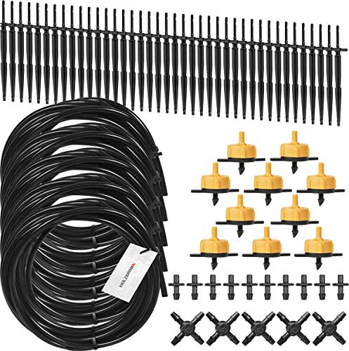 HOLZBRINK Bewässerungssystem Bewässerungsset 4: inkl. Kreuzstück, Pfeiltropfer Gerade, gelber Tropfer 2l/h, 10 Sets, HTB-04-G-10 von HOLZBRINK