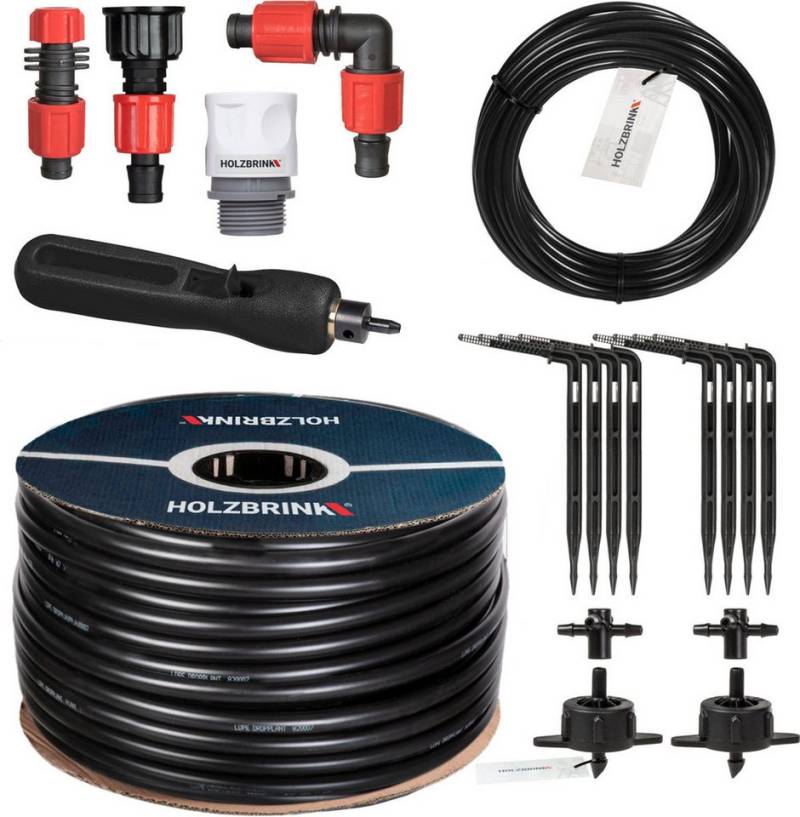 HOLZBRINK Bewässerungssystem HTB-10-S-10 Pflanzenbewässerung, (Set, Verlegerohr 16 mm), Hochprofessionelle Gewächshaus Gartenbewässerung von HOLZBRINK