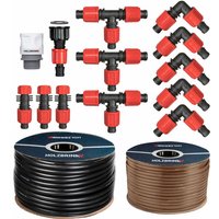 Holzbrink - Bewässerungssystem Tropfbewässerung für Thuja Hecken, 10 m Tropfschlauch Profi 16 mm, 50 m Verlegerohr 16 mm, HTB-12-10P-50 von HOLZBRINK