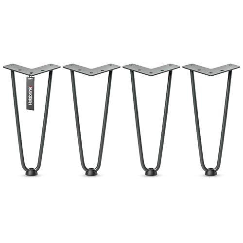 HOLZBRINK Hairpin-Metallbeine Anthrazit 25 cm (4 Stück) HLT-12A | Haarnadelbeine für Regal, Kommode und DIY Möbel | Langlebige Möbelbeine, Hairpin Beine, Industriedesign aus Stahl von HOLZBRINK
