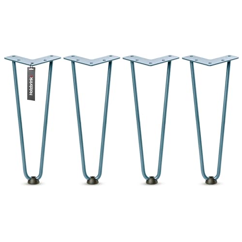 HOLZBRINK Hairpin-Metallbeine Blaugrau 30 cm (4 Stück) HLT-12A | Haarnadelbeine für Regal, Kommode und DIY Möbel | Langlebige Möbelbeine, Hairpin Beine, Industriedesign aus Stahl von HOLZBRINK