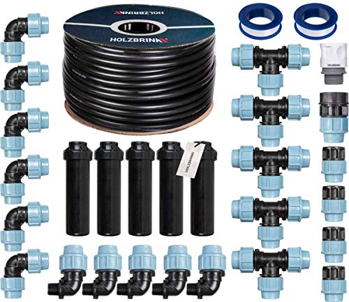HOLZBRINK Start Set Bewässerungssystem Rasenbewässerung inkl. 100 m LDPE Verlegerohr 25 mm, 5x Versenkregner, HTB-11-5-100 HOLZBRINK Start Set Bewässerungssystem Rasenbewässerung inkl. 100 m LDPE Verlegerohr 25 mm, 5x Versenkregner, HTB-11-5-100 von HOLZBRINK