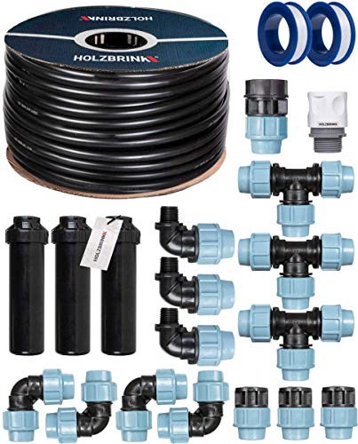 HOLZBRINK Start Set Bewässerungssystem Rasenbewässerung inkl. 50 m LDPE Verlegerohr 25 mm, 3x Versenkregner, HTB-11-3-50 HOLZBRINK Start Set Bewässerungssystem Rasenbewässerung inkl. 50 m LDPE Verlegerohr 25 mm, 3x Versenkregner, HTB-11-3-50 von HOLZBRINK