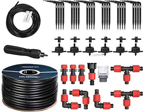 HOLZBRINK Start Set Gewächshaus Bewässerung Bewässerungssystem inkl. 50 m LDPE Verlegerohr 16 mm, 6x Tropfer 4l/h, HTB-10-S-50 von HOLZBRINK