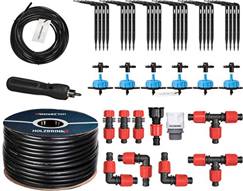 HOLZBRINK Start Set Gewächshaus Bewässerung Bewässerungssystem inkl. 50 m LDPE Verlegerohr 16 mm, 6x Tropfer 8l/h, HTB-10-B-50 von HOLZBRINK