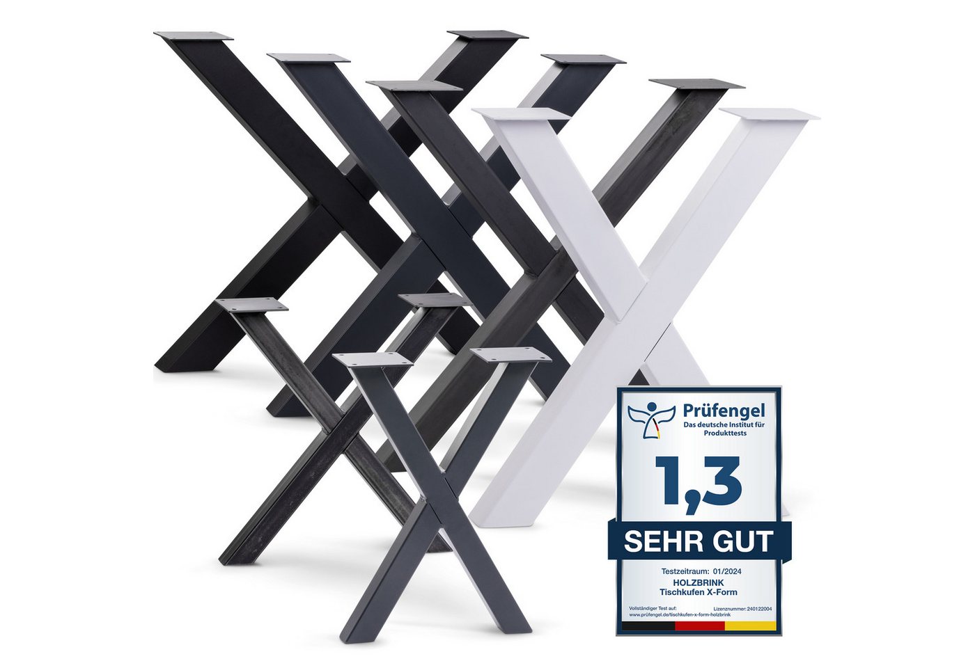 HOLZBRINK Tischbein Tischbeine Metall Weiß X-form, Tischkufen/Tischgestell für Couchtisch 1 Stück Möbelfüße 30x43 cm von HOLZBRINK