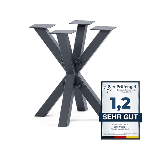 HOLZBRINK Tischgestell Spider | Massive Tischkufen/Tischbeine Metall Grau für Couchtisch, Esstisch, Schreibtisch, Konferenztisch | 1 Stück Tisch-Füße 40x40 cm | Höhe 43 cm von HOLZBRINK