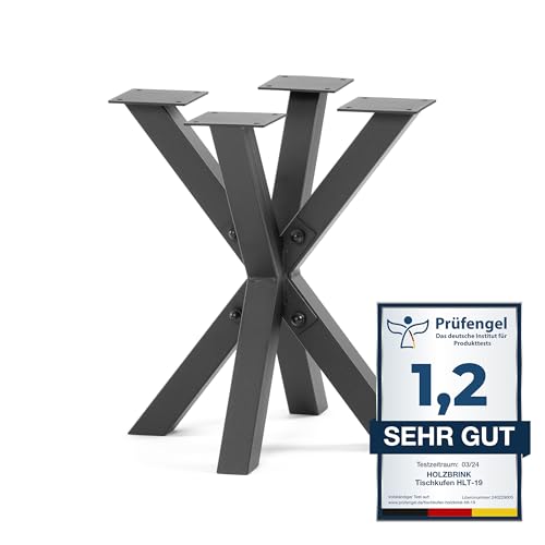HOLZBRINK Tischgestell Spider | Massive Tischkufen/Tischbeine Metall Schwarz für Couchtisch, Esstisch, Schreibtisch, Konferenztisch | 1 Stück Tisch-Füße 40x40 cm | Höhe 43 cm von HOLZBRINK